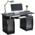 RayGar Deluxe Computer Desk With Cabinet and 3 Drawers - Black