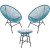 RayGar 3pcs Bistro Egg Designer String Chair Indoor & Garden Set - Blue