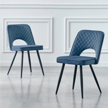 RayGar Dining Chairs Hope Fabric Set of 2 - Dark Blue