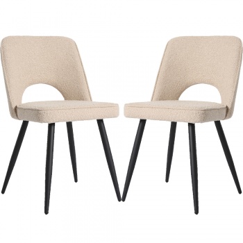 RayGar Dining Chairs Hope Boucle Fabric Set of 2 - Cream