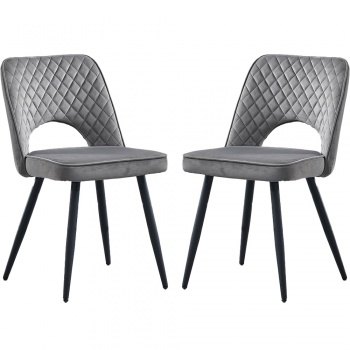 RayGar Dining Chairs Hope Fabric Set of 2 - Dark Grey