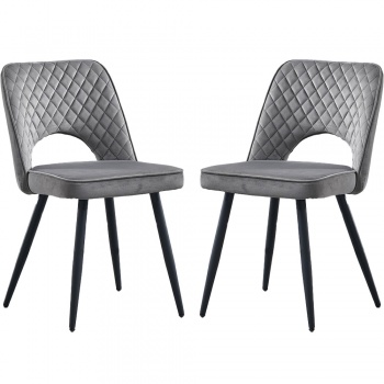 RayGar Dining Chairs Hope Fabric Set of 2 - Dark Grey