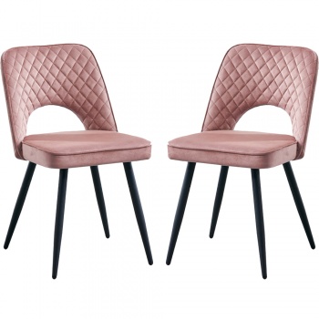 RayGar Dining Chairs Hope Fabric Set of 2 - Pink
