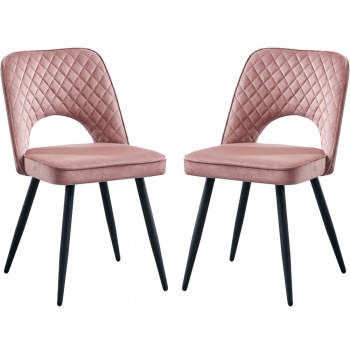 RayGar Dining Chairs Hope Fabric Set of 2 - Pink