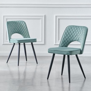 RayGar Dining Chairs Hope Fabric Set of 2 - Teal Blue