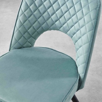 RayGar Dining Chairs Hope Fabric Set of 2 - Teal Blue