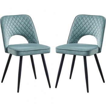 RayGar Dining Chairs Hope Fabric Set of 2 - Teal Blue