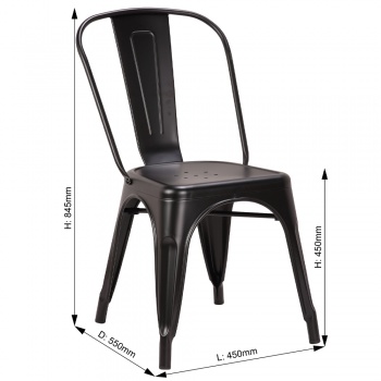 Pollux Metal Chair for Home Bar Restaurant x 2 - Matte Black