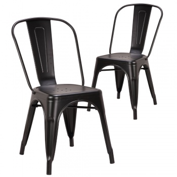 Pollux Metal Chair for Home Bar Restaurant x 2 - Matte Black