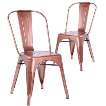 Pollux Metal Chair for Home Bar Restaurant x 2 - Copper