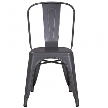 Pollux Metal Chair for Home Bar Restaurant x 2 - Metallic Grey