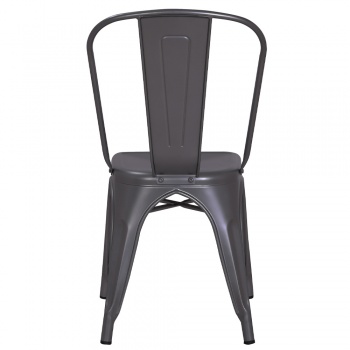 Pollux Metal Chair for Home Bar Restaurant x 2 - Metallic Grey