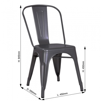 Pollux Metal Chair for Home Bar Restaurant x 2 - Metallic Grey