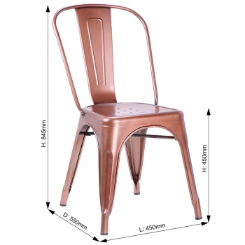 Pollux Metal Chair for Home Bar Restaurant x 4 - Copper