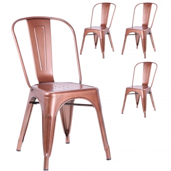 Pollux Metal Chair for Home Bar Restaurant x 4 - Copper