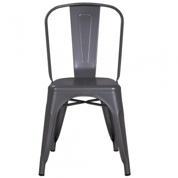 Pollux Metal Chair for Home Bar Restaurant x 4 - Metallic Grey