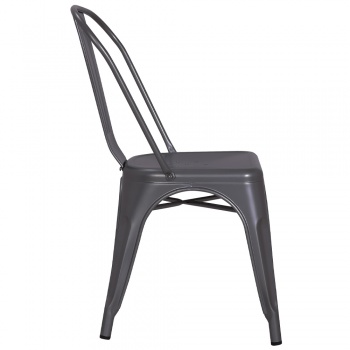 Pollux Metal Chair for Home Bar Restaurant x 4 - Metallic Grey