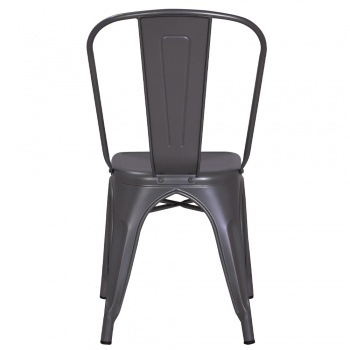 Pollux Metal Chair for Home Bar Restaurant x 4 - Metallic Grey