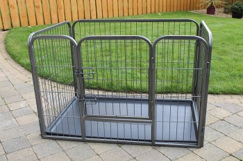 RayGar Heavy Duty Pet Dog Cage Crate Enclosure With Tray