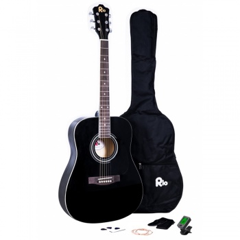 Rio 4/4 size (41'') Acoustic Dreadnought Guitar - Black