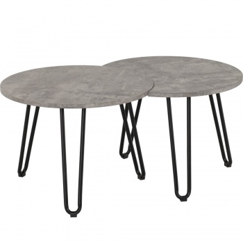 Athens Round Duo Coffee Table Set - Concrete Effect