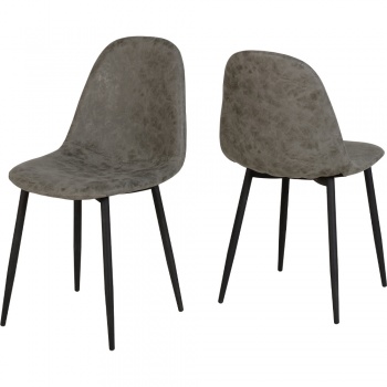 Athens Dining Set - Grey Faux Leather/Concrete Effect