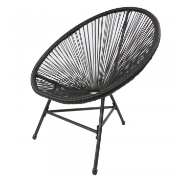 RayGar 3pcs Bistro Egg Designer String Chair Indoor & Garden Set - Black