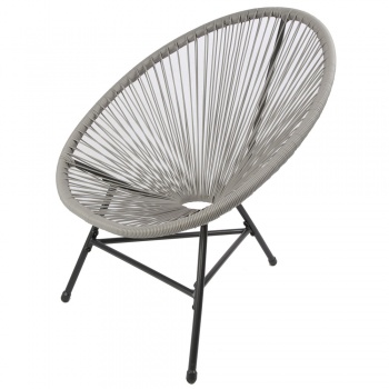 RayGar 3pcs Bistro Egg Designer String Chair Indoor & Garden Set - Grey