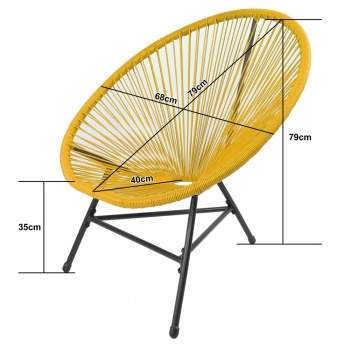 RayGar 3pcs Bistro Egg Designer String Chair Indoor & Garden Set - Yellow