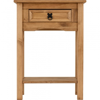 Corona 1 Drawer Console Table with Shelf - Waxed Pine