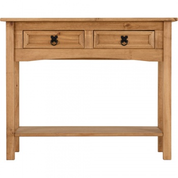 Corona 2 Drawer Console Table with Shelf - Waxed Pine