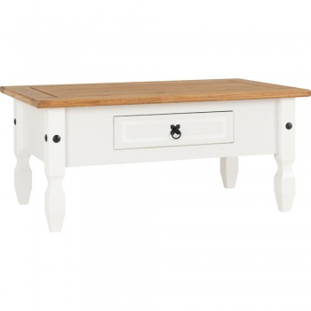 Corona Coffee Table - White & Distressed Waxed Pine