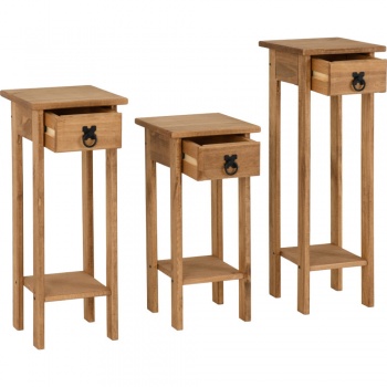 Corona Plant Stands (Set of 3) - Waxed Pine