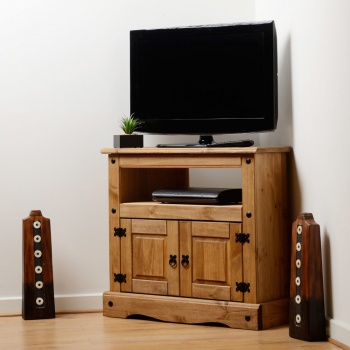 Corona Corner TV Cabinet - Waxed Pine