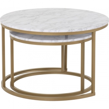 Dallas Round Coffee Table Pair - Marble Effect