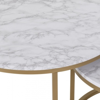 Dallas Round Coffee Table Pair - Marble Effect