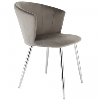 RayGar Ella Dining Chair in Velvet - Grey w/ Silver Legs