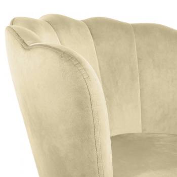 Genesis Flora Accent Chair with Petal Back Scallop Armchair in Velvet - Champagne