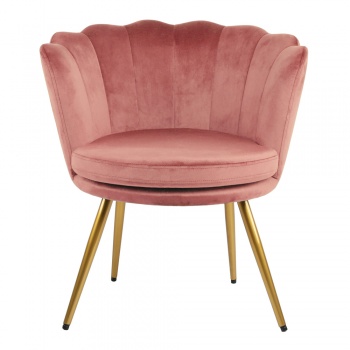 Genesis Flora Accent Chair with Petal Back Scallop Armchair in Velvet - Dusty Pink