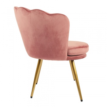 Genesis Flora Accent Chair with Petal Back Scallop Armchair in Velvet - Dusty Pink