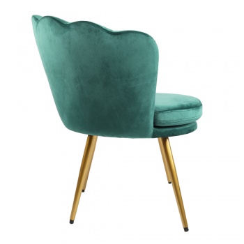 Genesis Flora Accent Chair with Petal Back Scallop Armchair in Velvet - Green