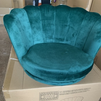 Genesis Flora Accent Chair with Petal Back Scallop Armchair in Velvet - Green