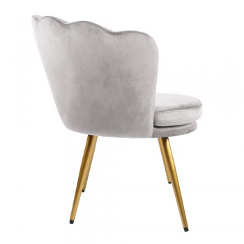 Genesis Flora Accent Chair with Petal Back Scallop Armchair in Velvet - Silver Grey