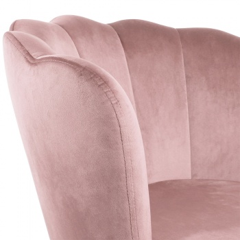 Genesis Flora Accent Chair with Petal Back Scallop Armchair in Velvet - Silver Pink