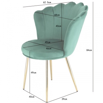 Genesis Freya Accent Chair with Petal Back Scallop Chair in Velvet - Green