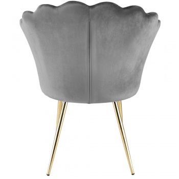 Genesis Freya Accent Chair with Petal Back Scallop Chair in Velvet - Silver Grey