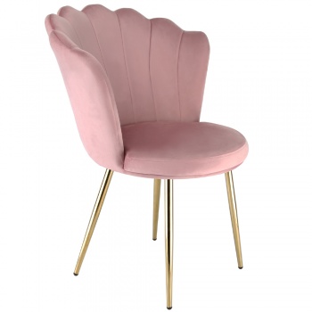 Genesis Freya Accent Chair with Petal Back Scallop Chair in Velvet - Pink