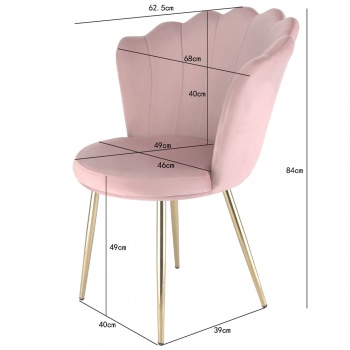 Genesis Freya Accent Chair with Petal Back Scallop Chair in Velvet - Pink