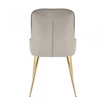 Evie Dining Chair in Velvet Fabric w/ Gold Legs - Grey