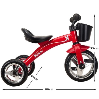 Kiddo Tricycle Rouge 3 Roues – Conception Intelligente, Panier Amovible, Protection Anti-éclaboussures, Pour Enfants De 2 à 5 Ans, Poids Max 25 Kg